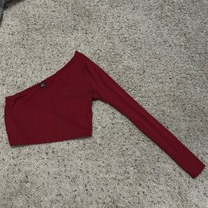 Red One Shoulder Crop Top